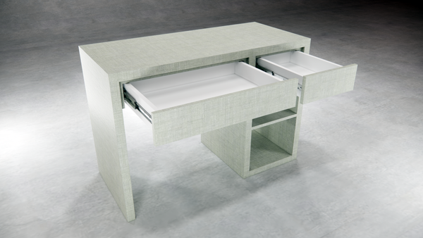 Wooden Desk with Drawers and Side Shelving