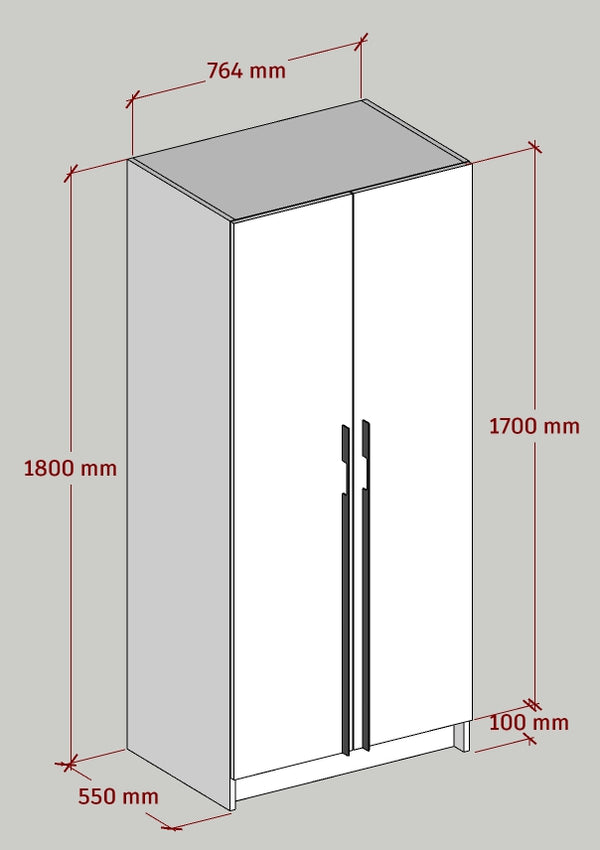 2-Door Wooden Wardrobe